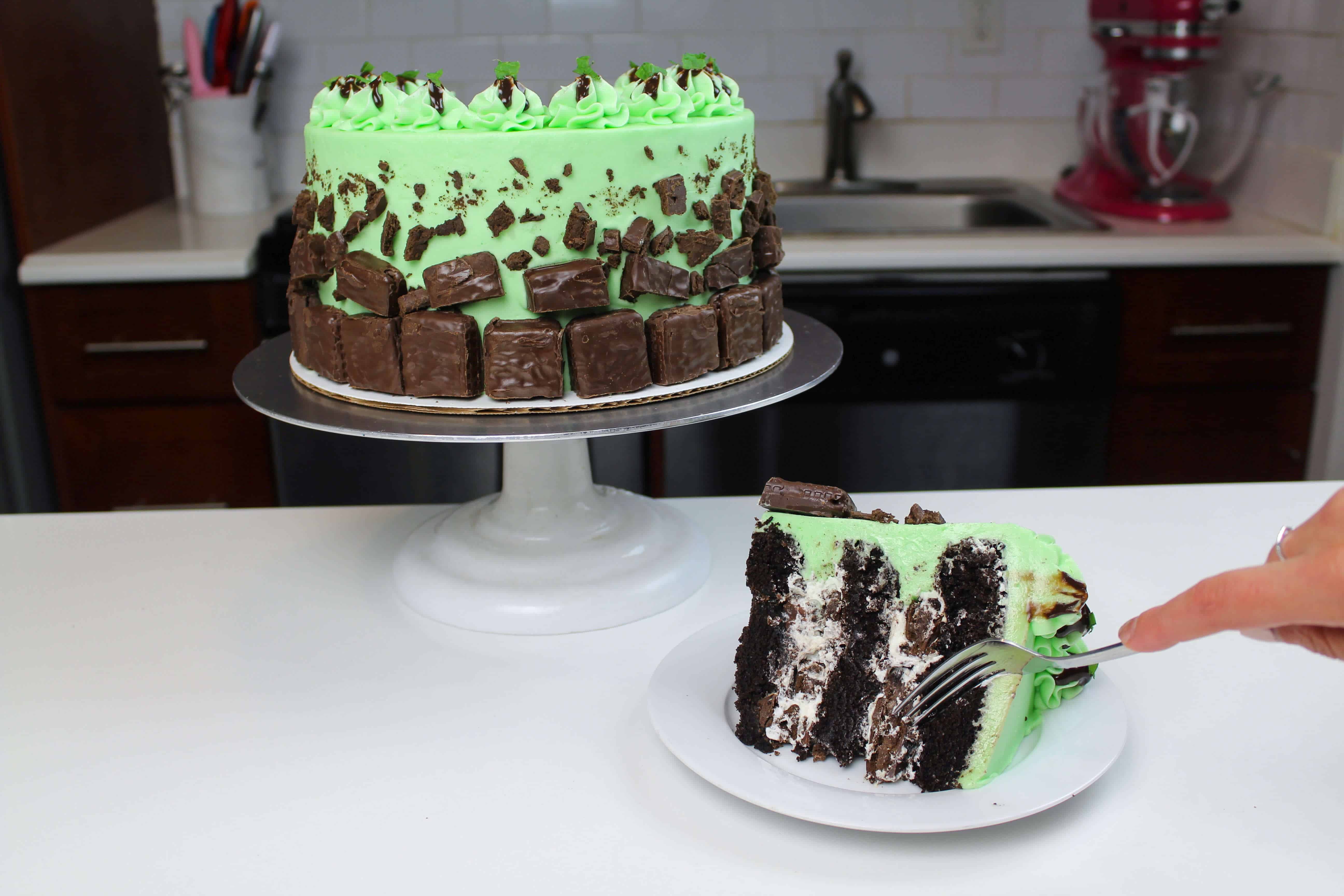 sliced tim tam cake with fork blog9