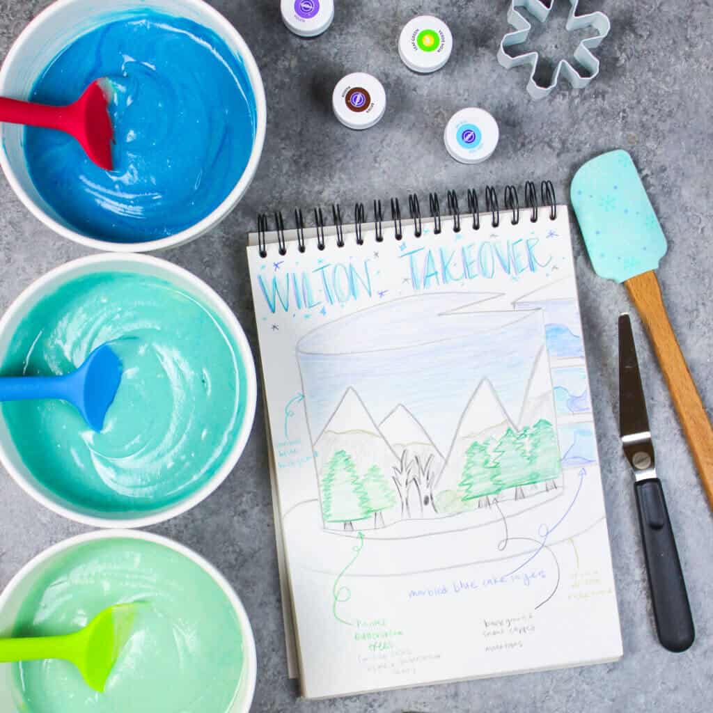 五颜六色的蛋糕面糊蛋糕素描的图像