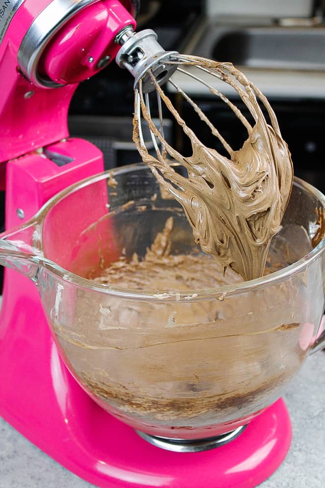 image of chocolate russian buttercream that is too soft because the butter wasn't properly at room temp