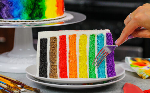 彩虹自豪感蛋糕切片的图象