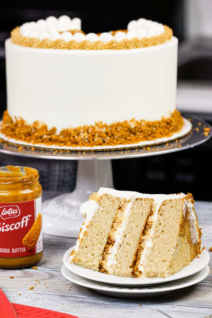 图像的饼干奶油蛋糕由饼干糖霜和红糖香料蛋糕层