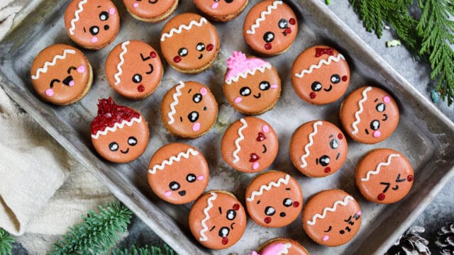 可爱的姜饼马卡龙的形象