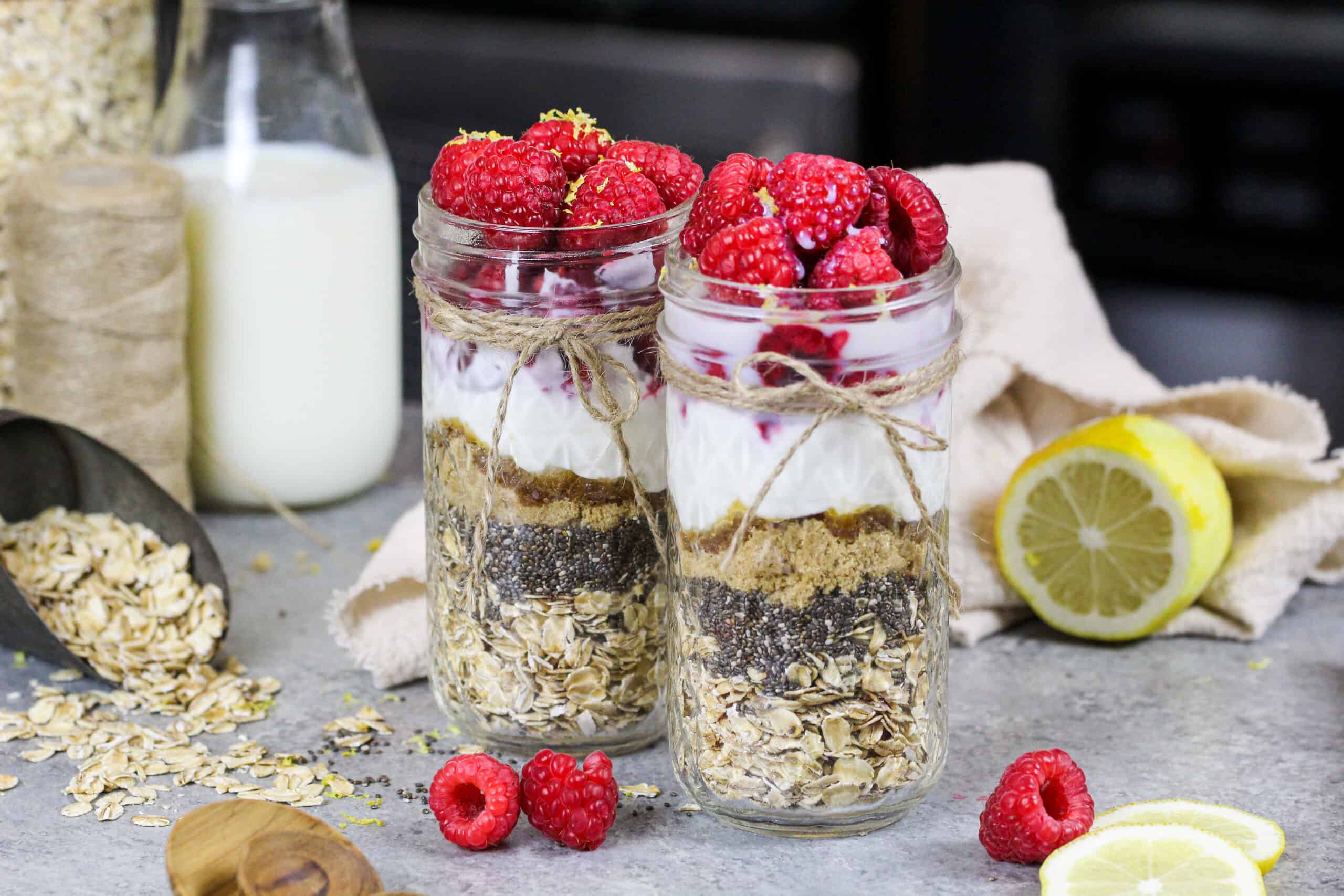 馅饼覆盆子隔夜燕麦的图象