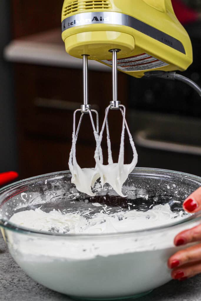 image of royal icing that's been whipped up to have stiff peaks to decorate sugar cookies