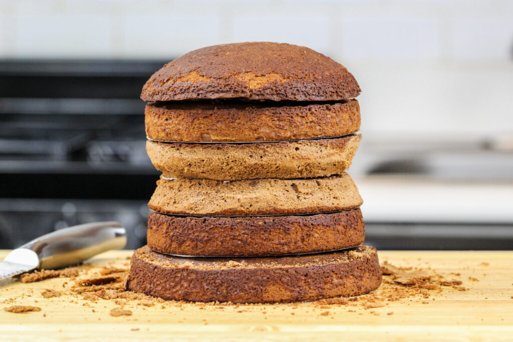 图片中的巧克力蛋糕层被修剪成树懒蛋糕