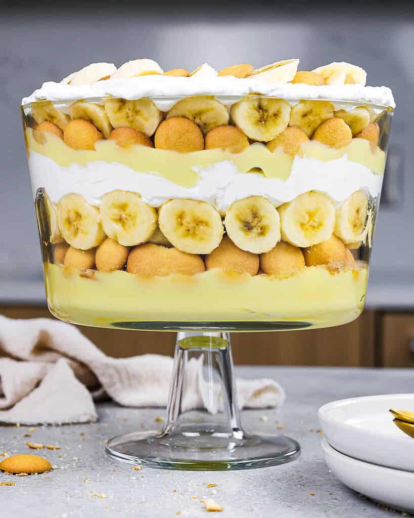 图像的分层的香蕉布丁蛋糕8寸蛋糕盘