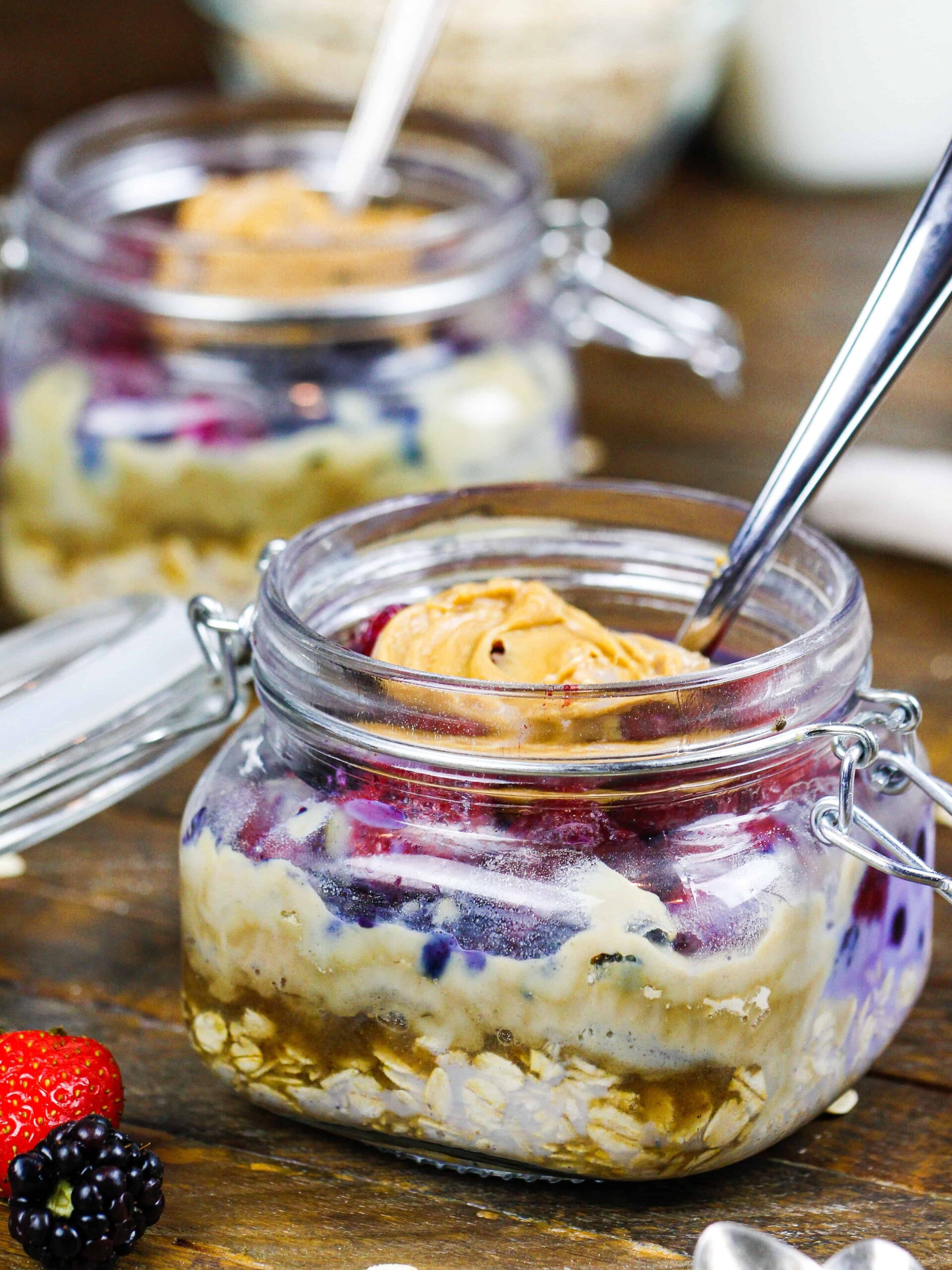 的形象一夜之间燕麦蛋白粉和花生酱