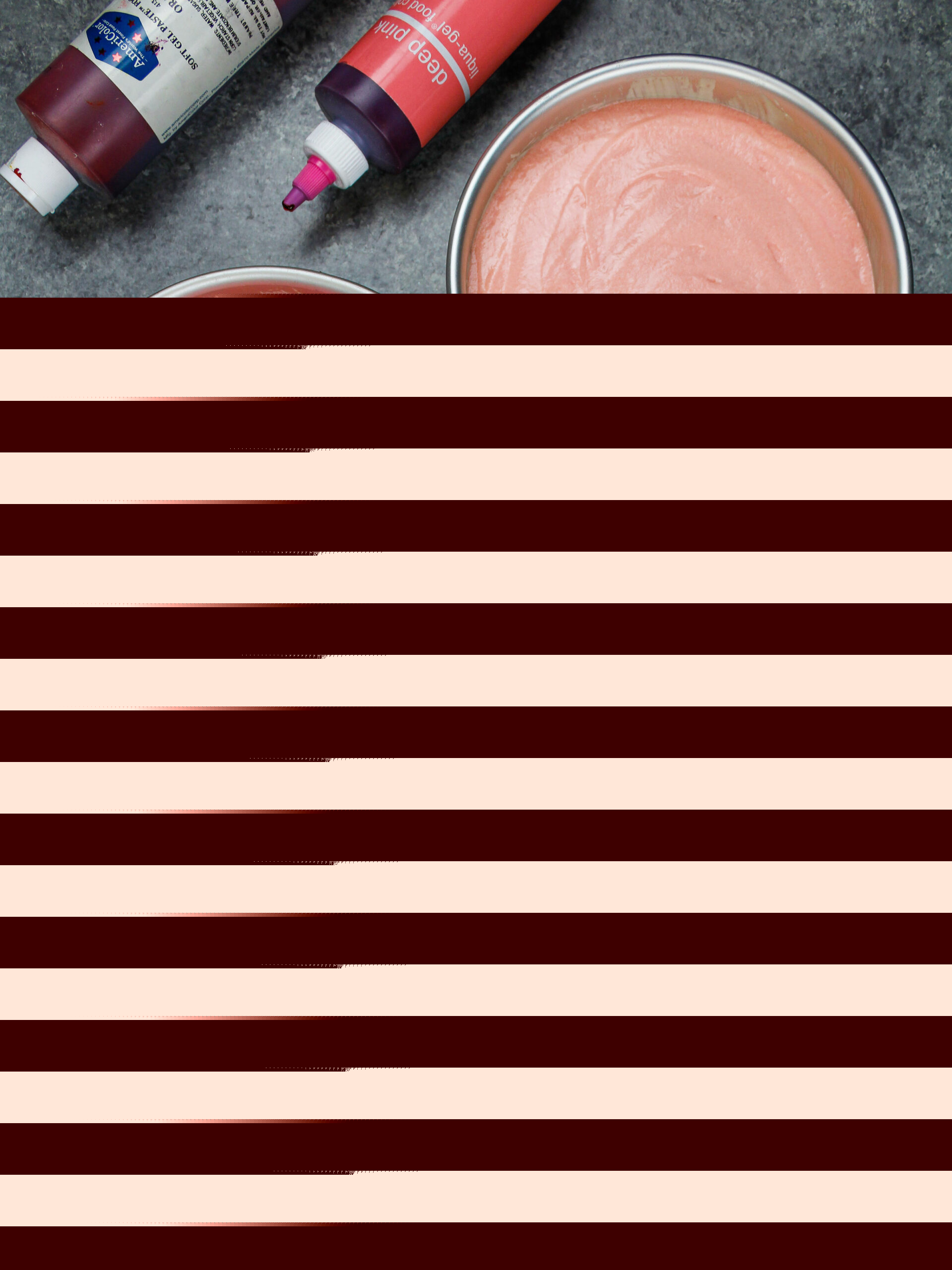 粉红色的形象的影子的蛋糕糊倒进锅,准备烤